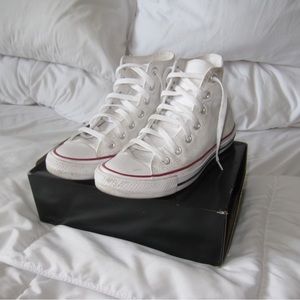 white converse chuck taylor all star classic high tops!!